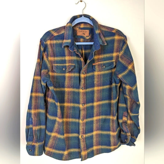 Orvis Big Bear Heavyweight Double Brushed Flannel Button Front Shirt L