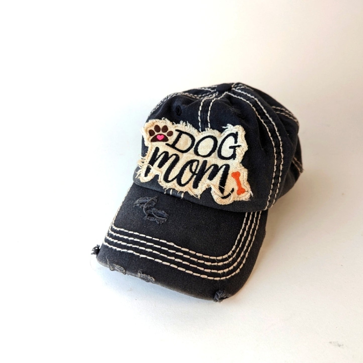 Dog Mom Distressed Ball Cap