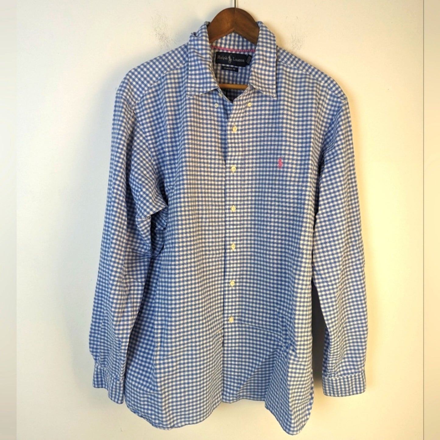 Ralph Lauren Mens Classic Fit Gingham Oxford Shirt / XL