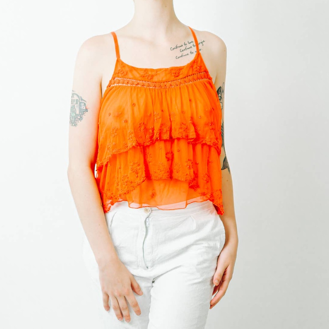 Free People Lace Layered Halter Top - Large