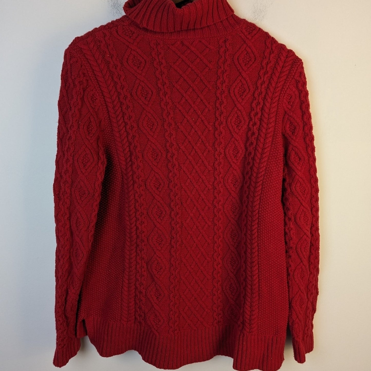 Lands End Cable Knit Turtleneck Sweater / Large