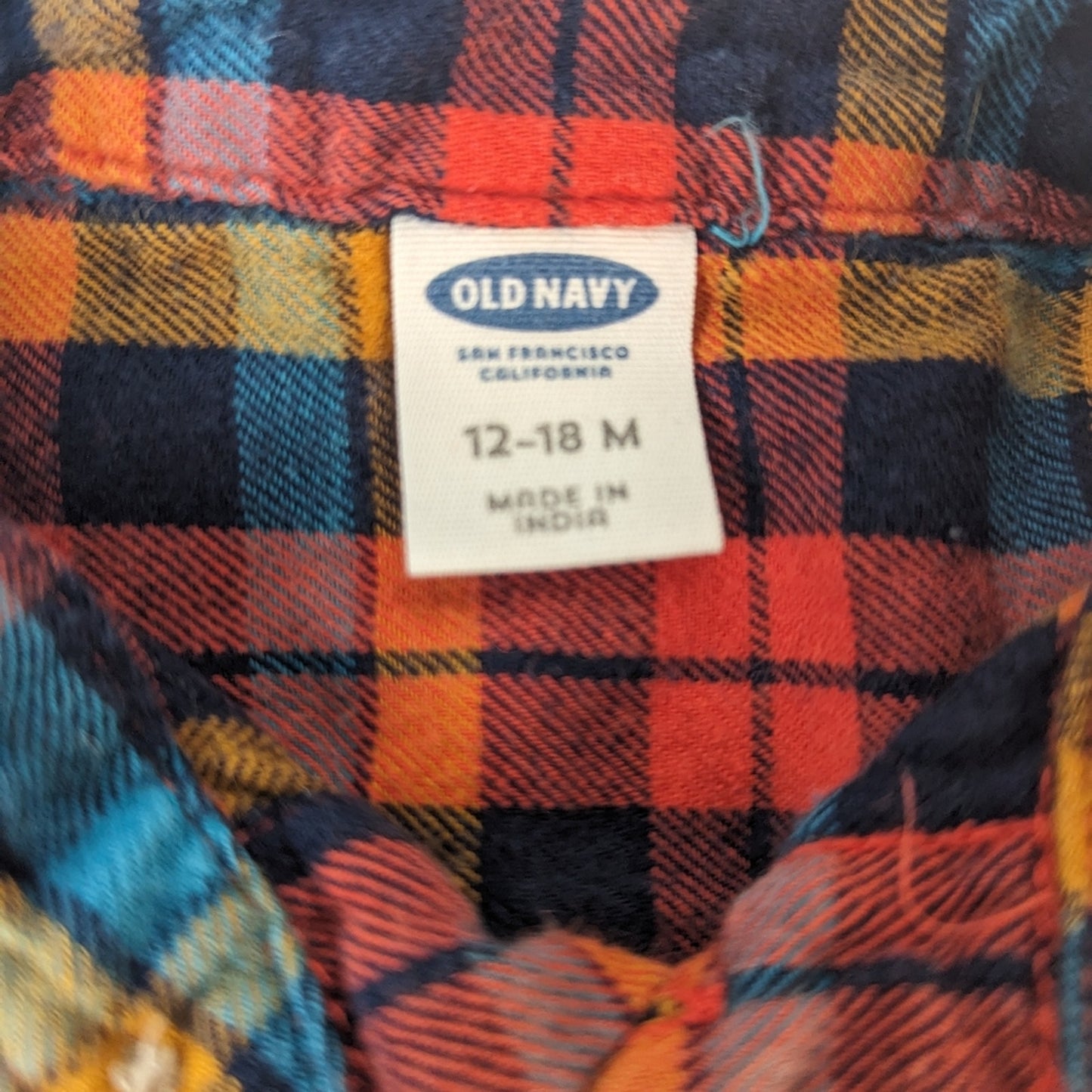 Old Navy Plaid Button Front Shirt / 12-18 mths.