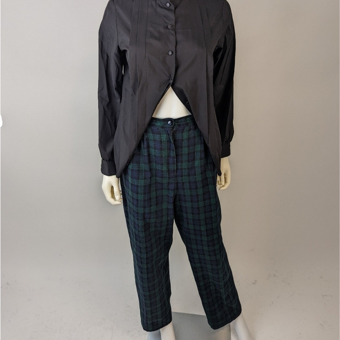 Vintage  80's Savannah Plaid Wool High Waisted Pants 14