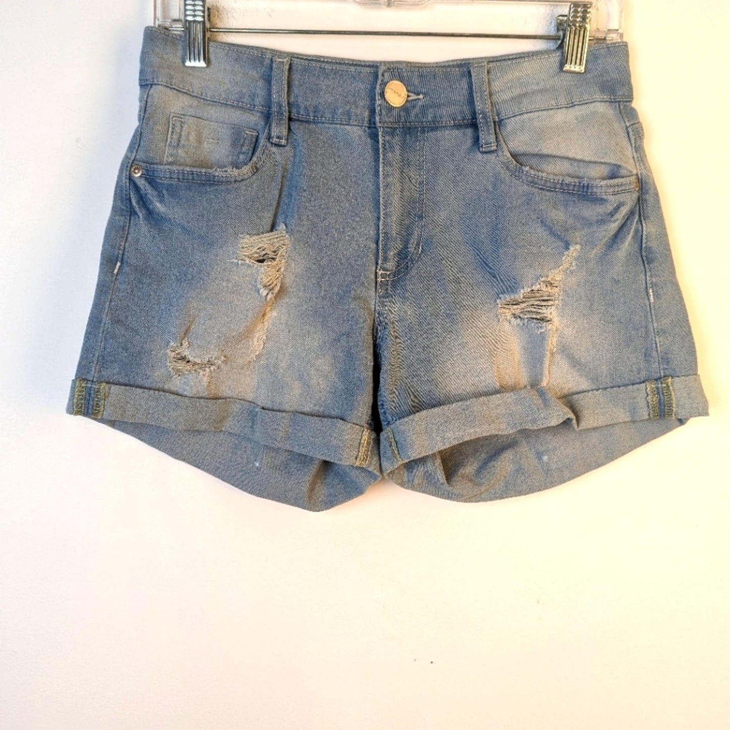 Dollhouse Distressed Mid Rise Jean Shorts