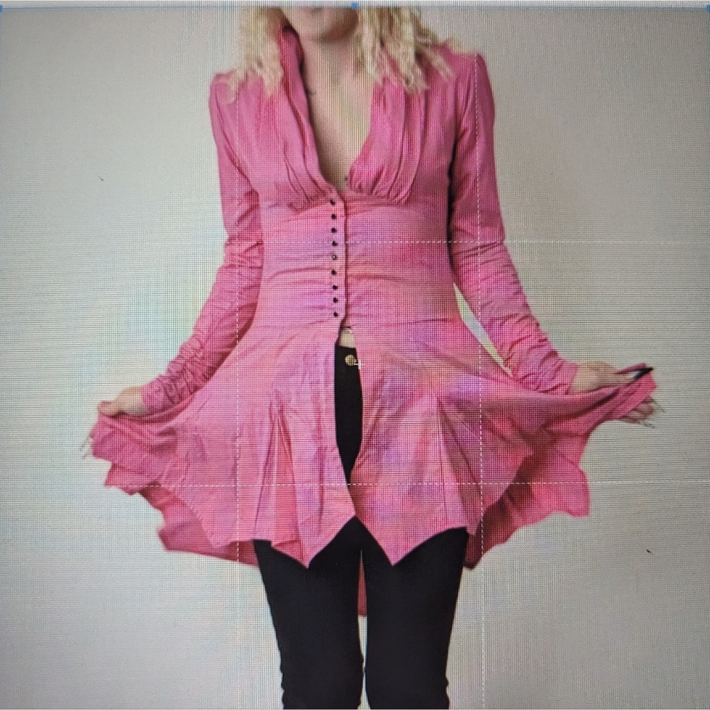 Vintage 80s Hot Neon Pink Frilly Dancers Dress Jacket