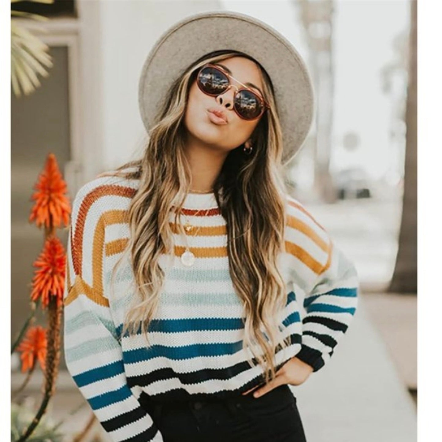 Harper Heritage Striped Oversized Sweater M