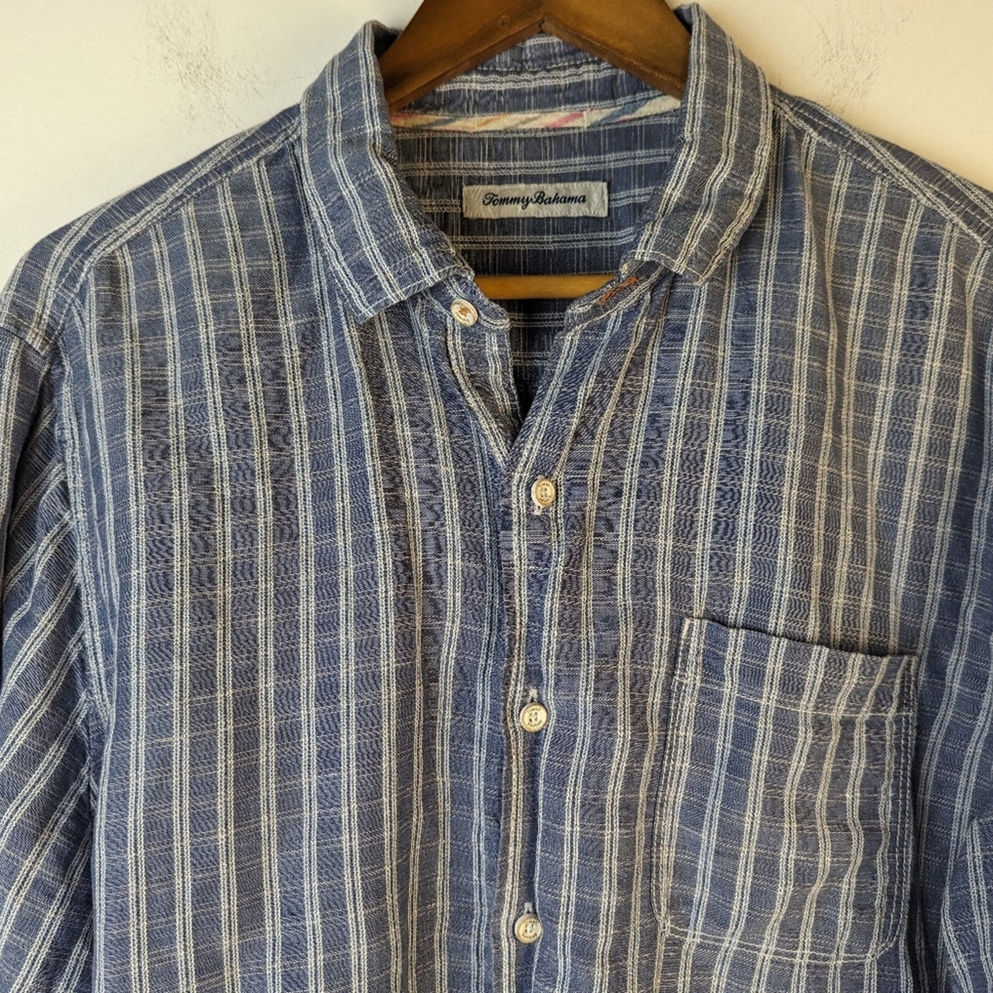 Tommy Bahama Linen Plaid Button Front Shirt - Large