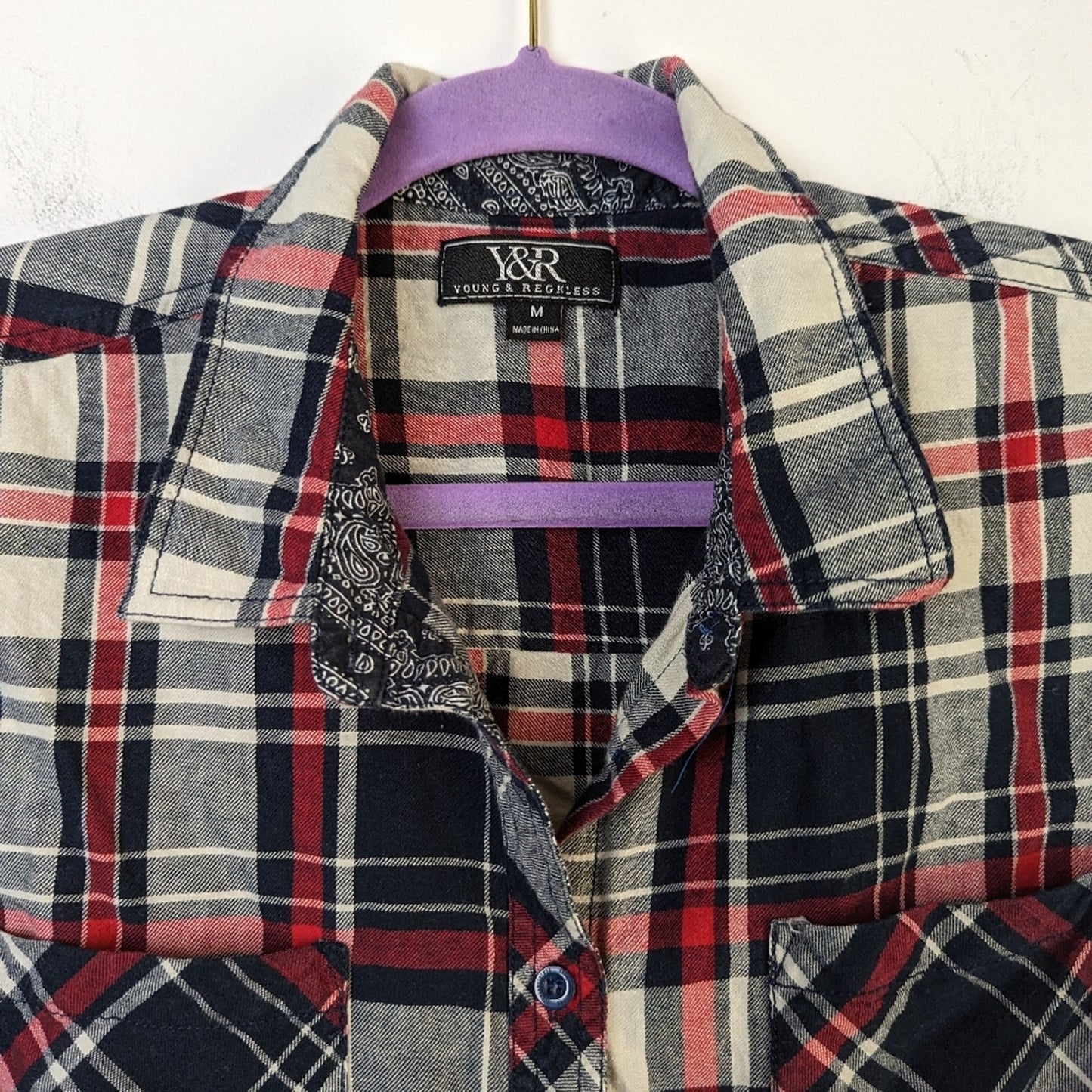 Young & Reckless Plaid Button Front Shirt - Medium