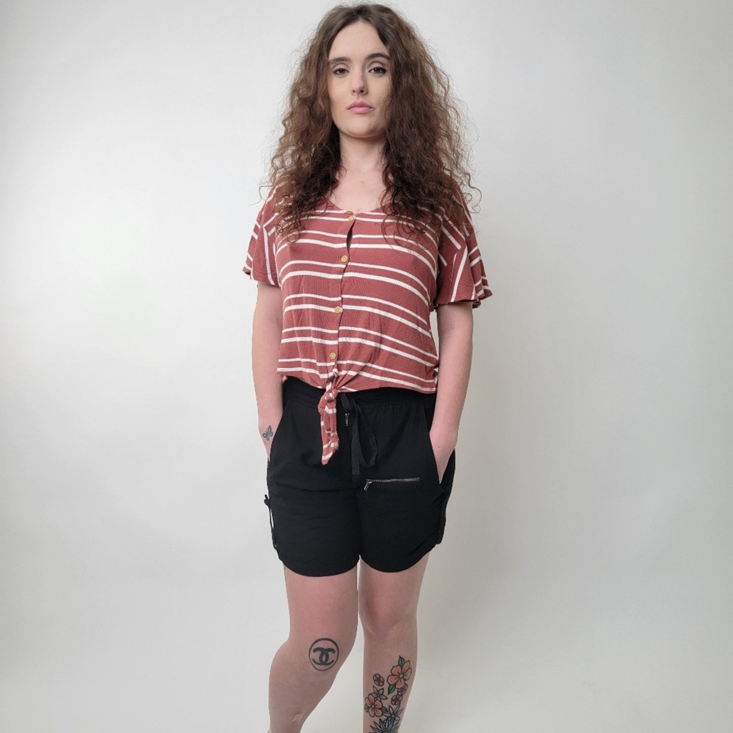 Chance or Fate Striped Cropped Tee Shirt M