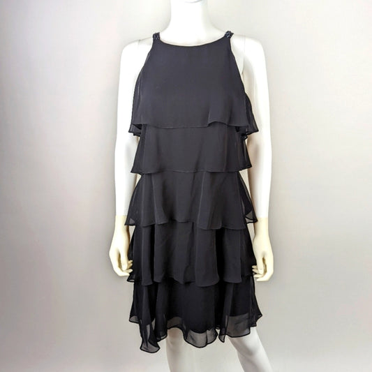 Black Tiered Ruffled Party Dress 8