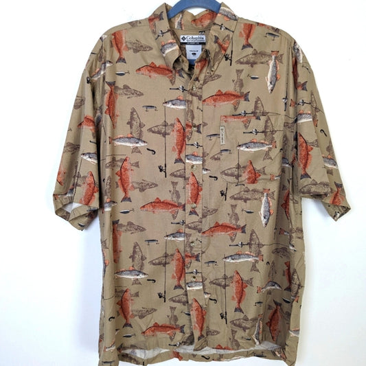 Columbia Varney Bridge Fish Button Front Shirt L