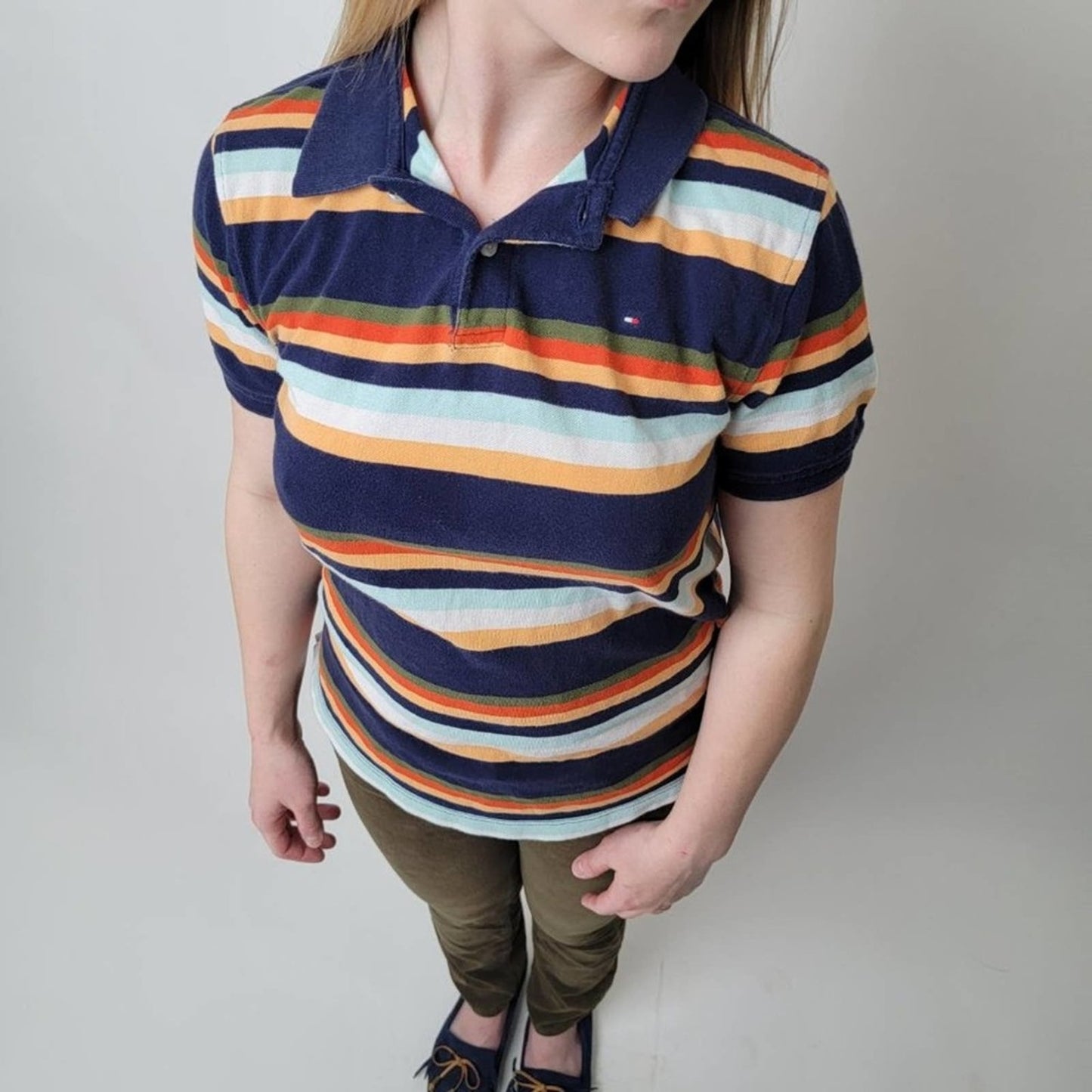 Rainbow Striped Tommy Hilfiger Kids/ Womens Polo - XL