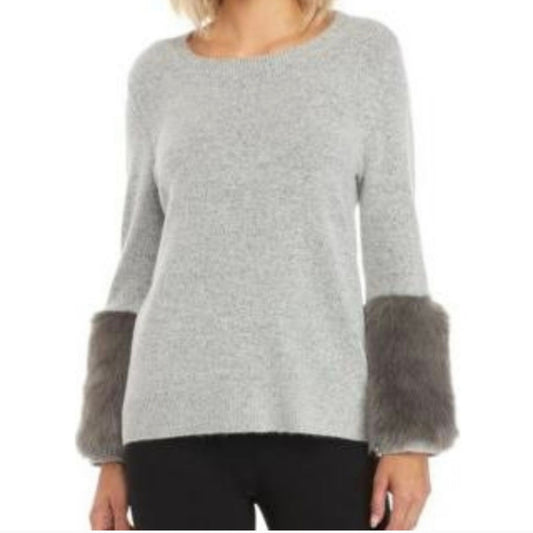 Kaari Blue Faux Fur Sleeve Sweater / Small