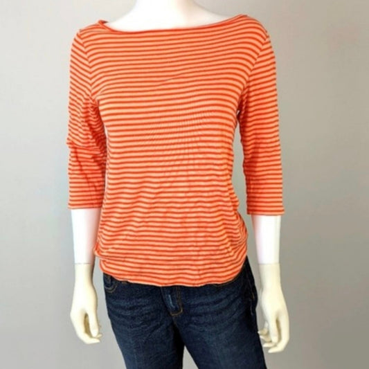 Ann Taylor Orange Striped Tee Shirt / Medium