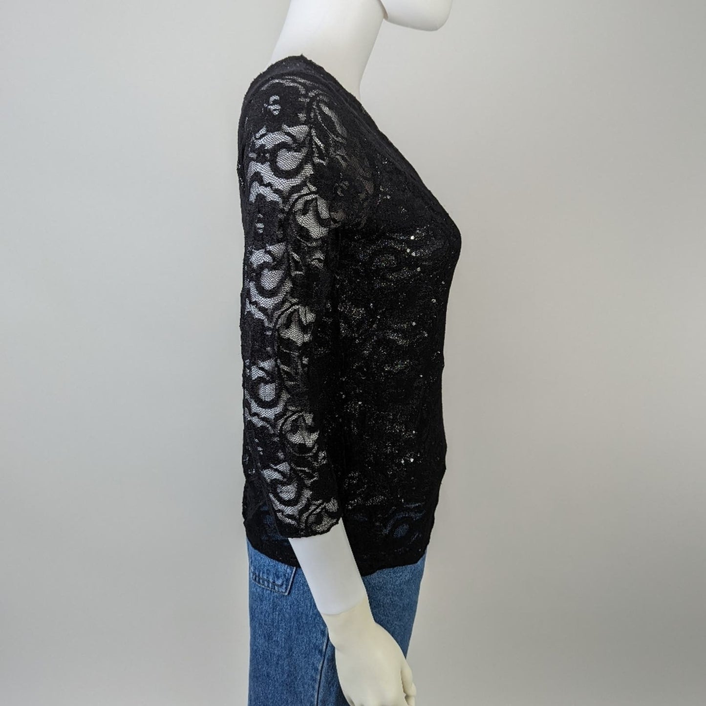 Black Lace Metallic Shirt M