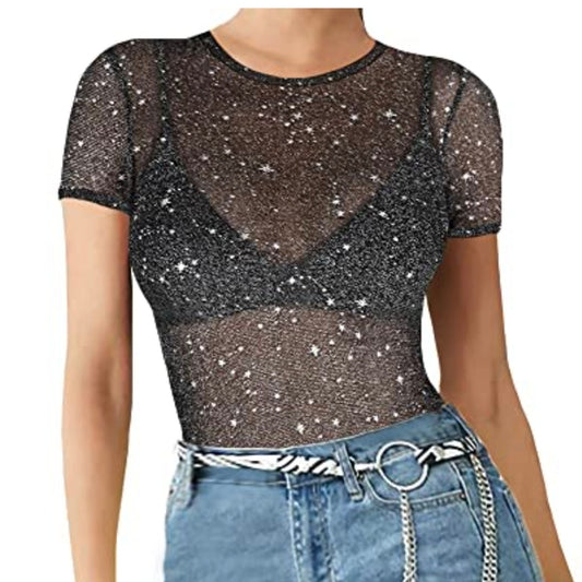 Sheer Shimmering Star Shirt / Medium