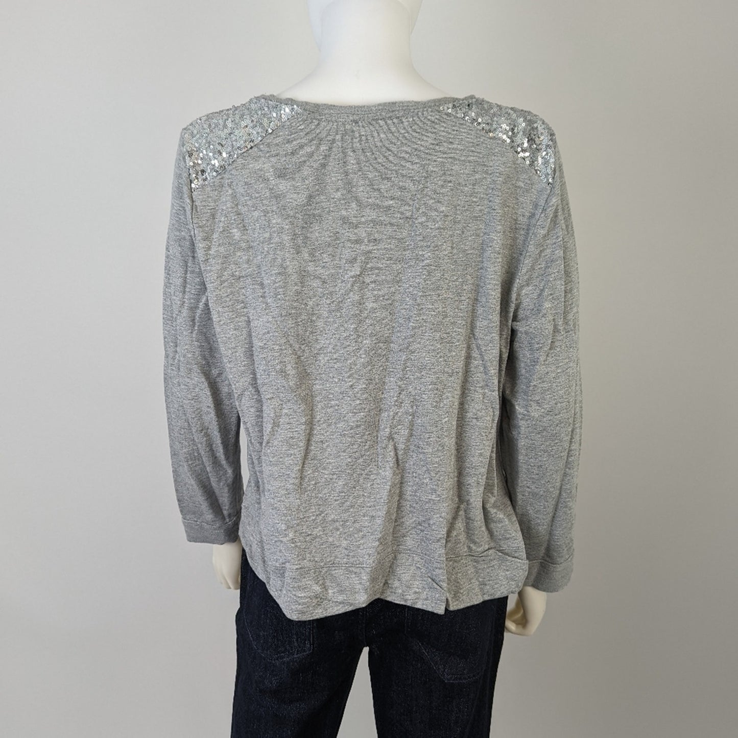 New Directions Heather Gray Sequined Cap Shoulders L