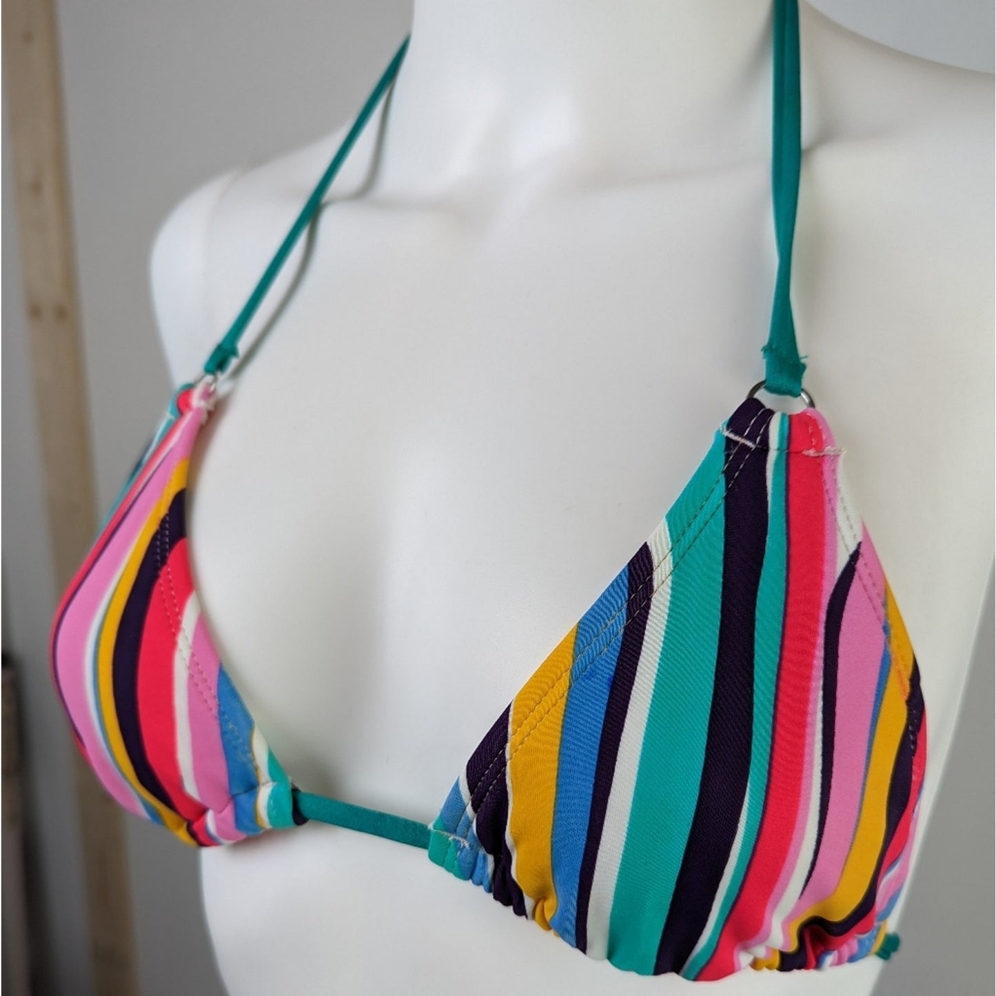 Raisins Striped Triangle Bikini Top S