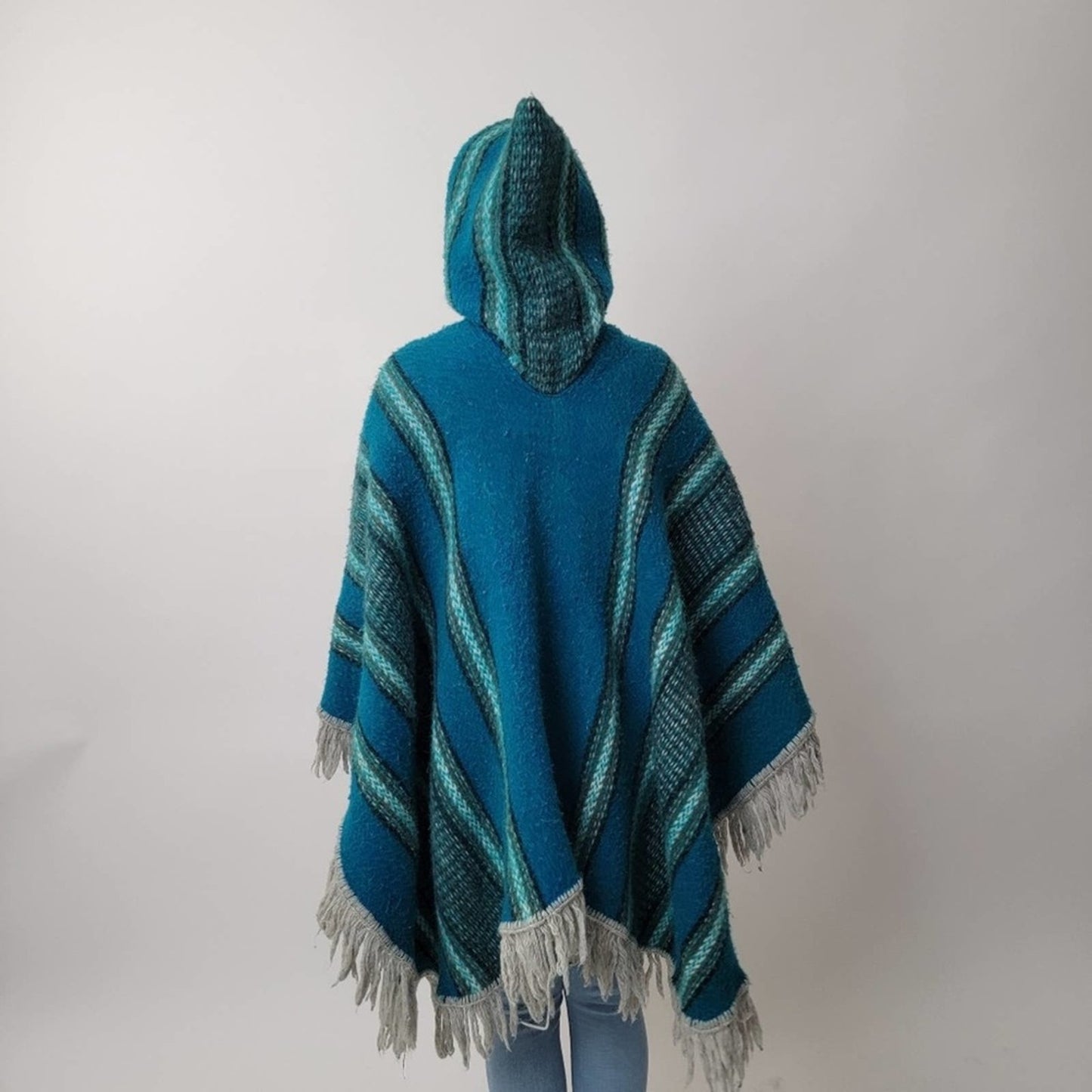 One of a Kind 70's Mod Knit Fringe Poncho Shrug