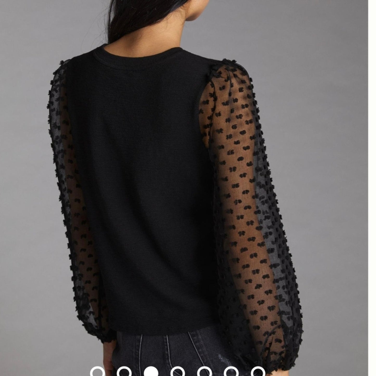 Black Textured Sleeve Waffle Top / Small