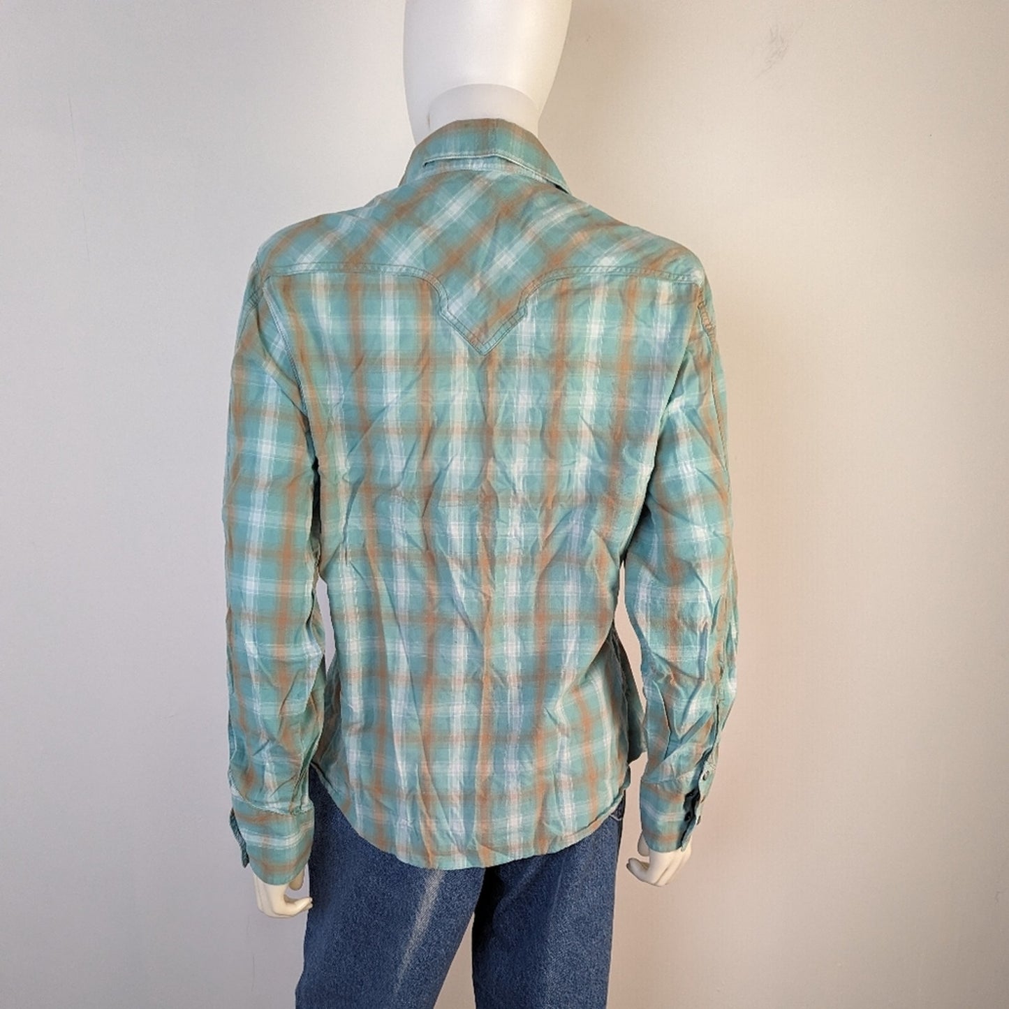 Rockies Plaid Button Front Shirt - L