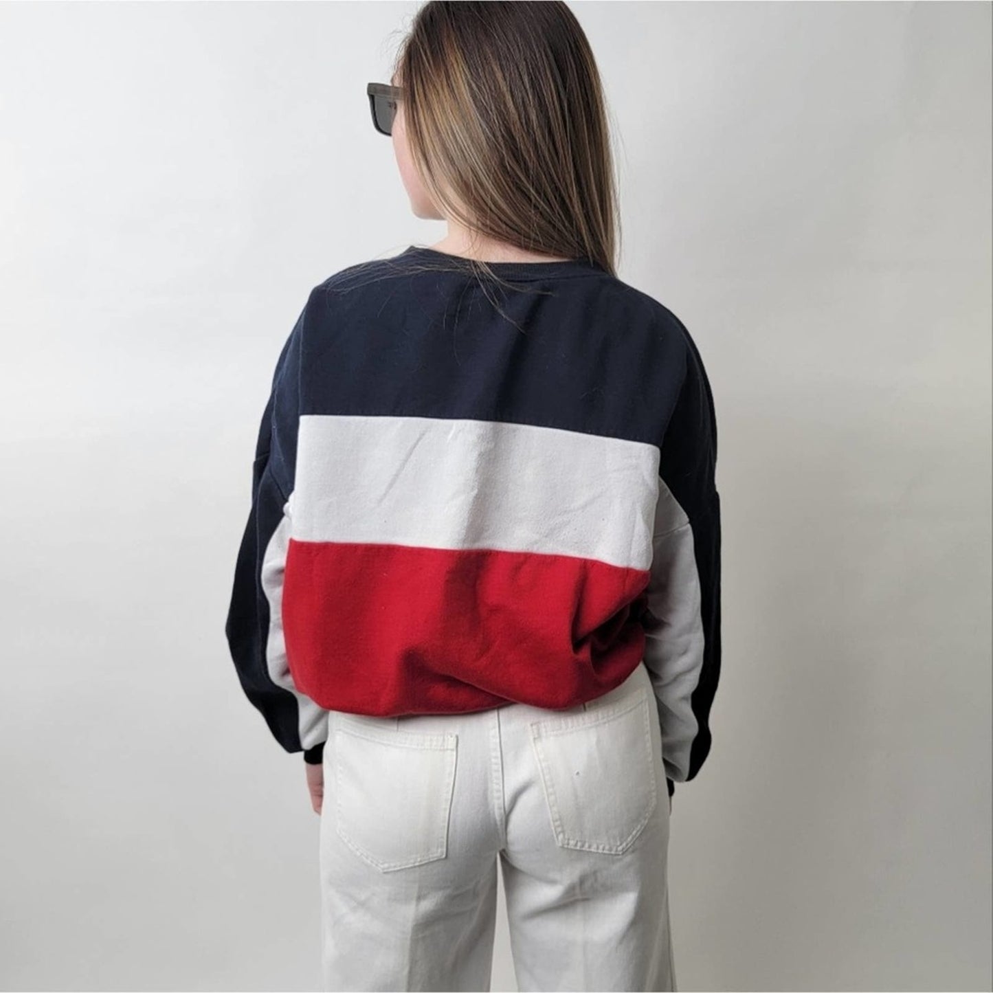 Striped Colorblock 'Tokyo' Crewneck Sweatshirt - M