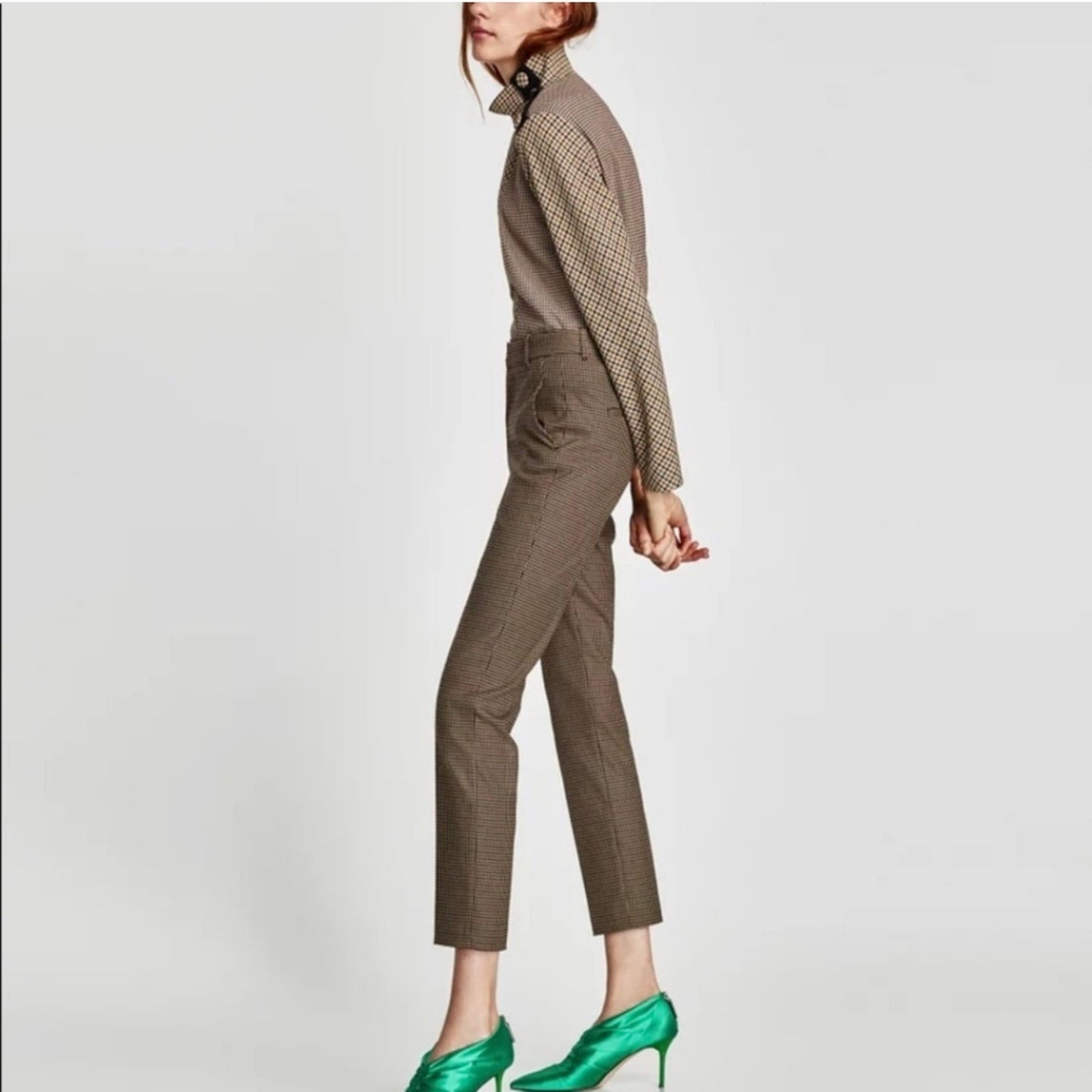 Zara Houndstooth High Waisted Trousers / 8