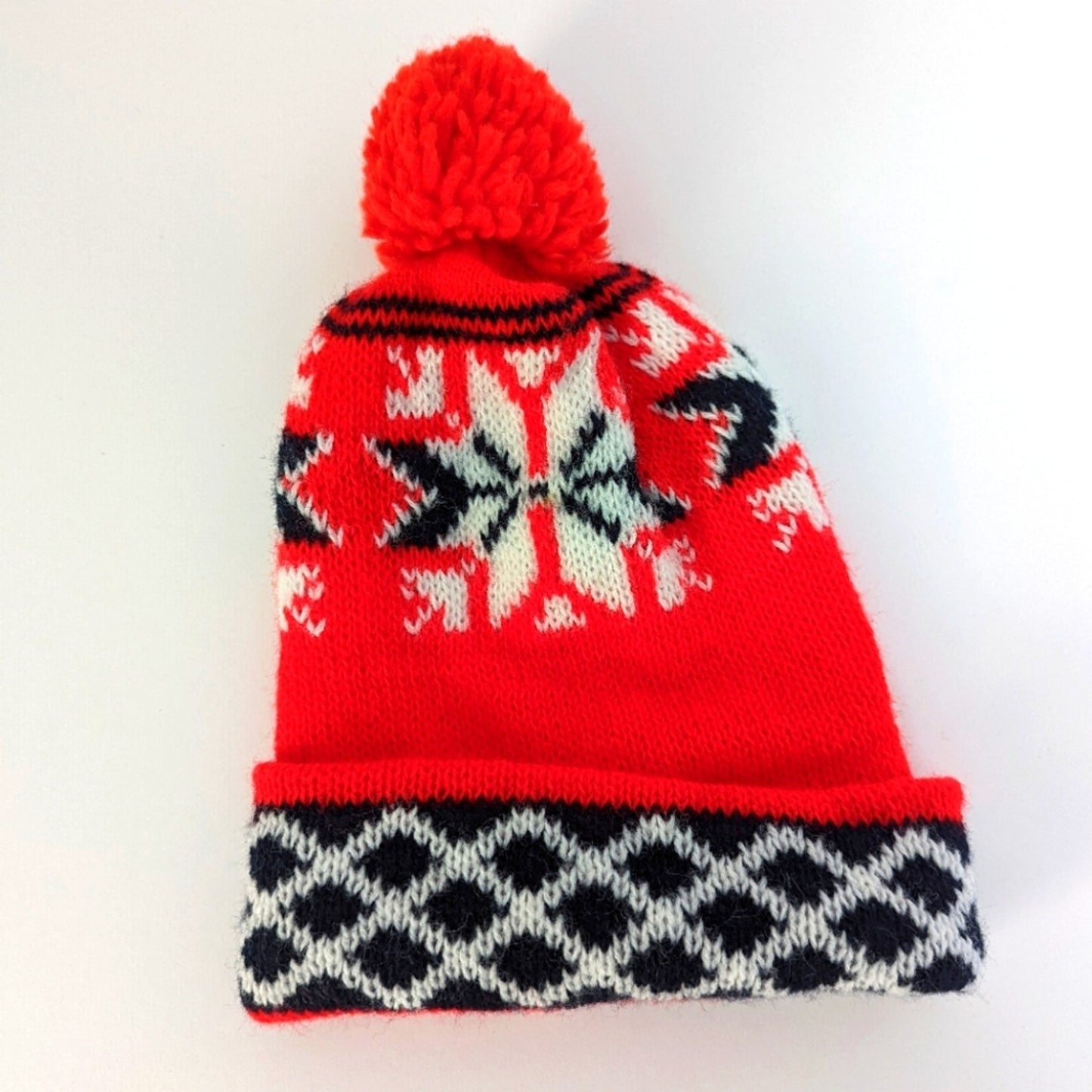 Vintage Snowflake Pom Hat