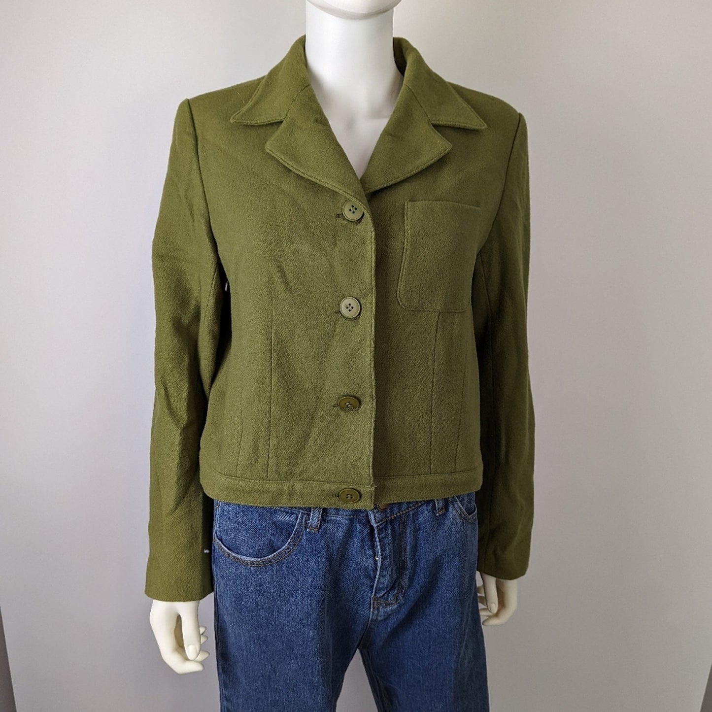 Vintage Green Cropped Wool Jacket 8