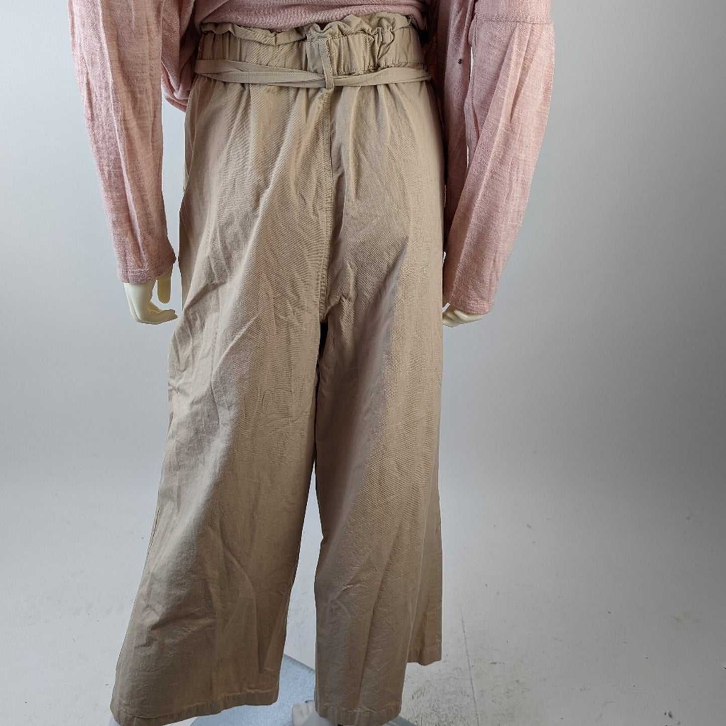 Skies are Blue Khaki Wide Leg Paperbag Waist Pants XL