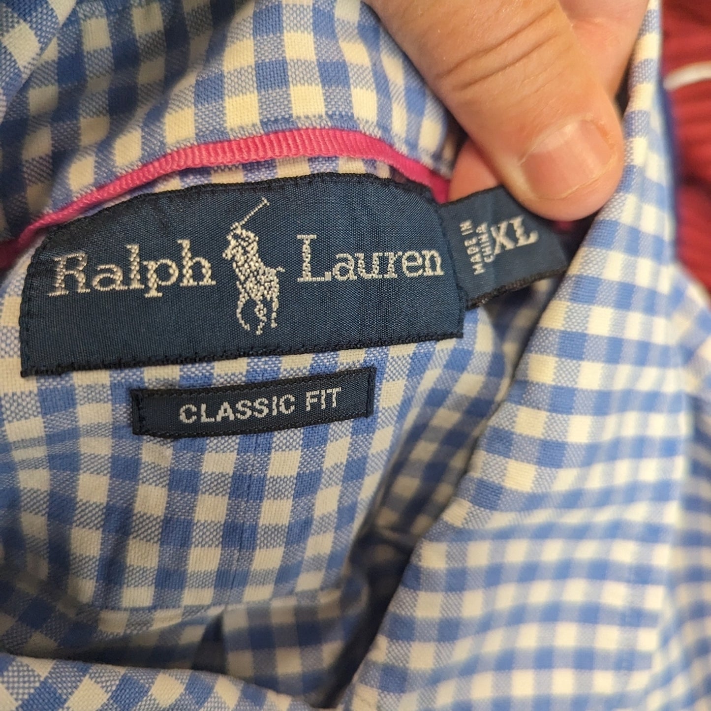 Ralph Lauren Mens Classic Fit Gingham Oxford Shirt / XL