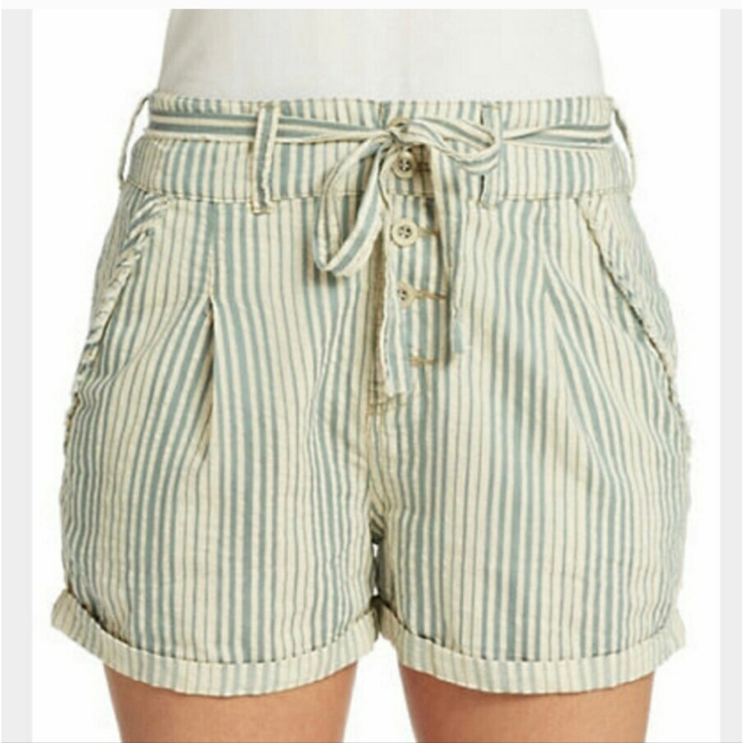 Free People High Waisted Striped Shorts- 4