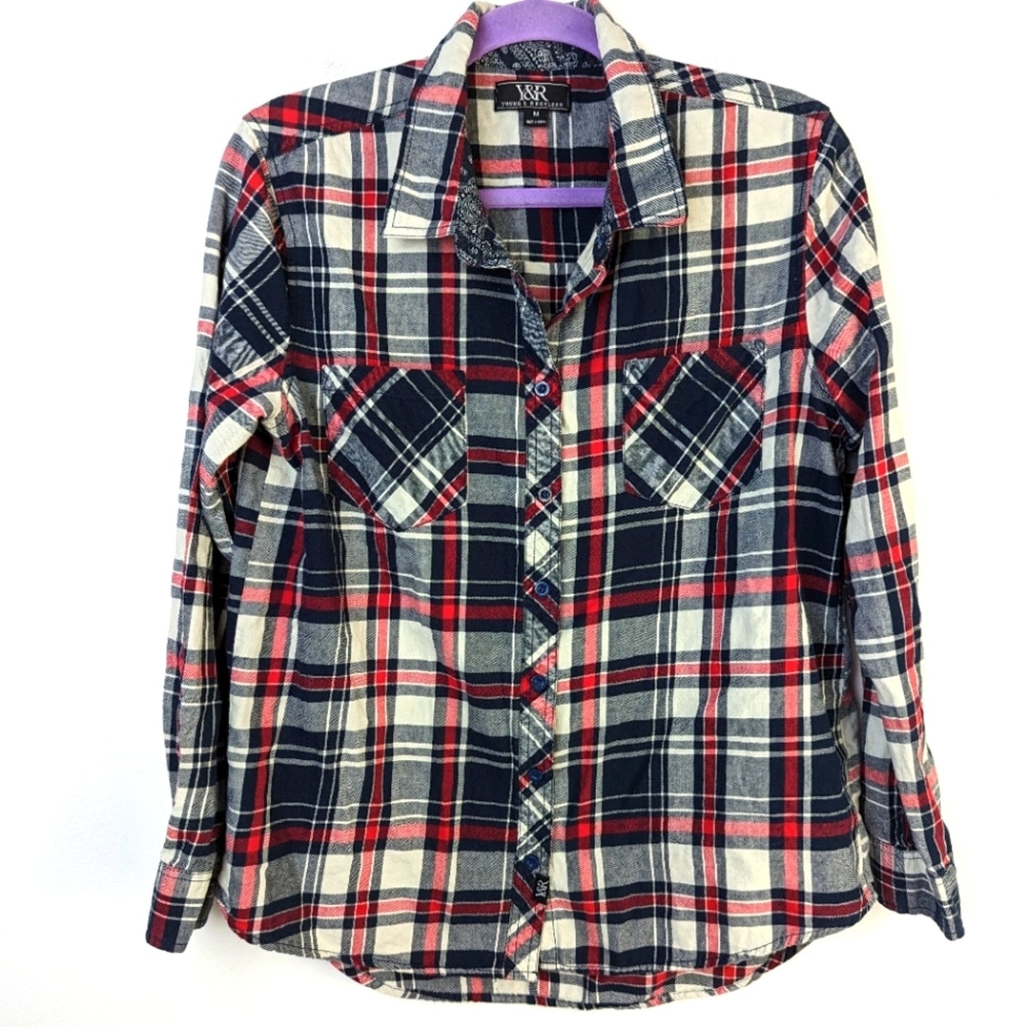 Young & Reckless Plaid Button Front Shirt - Medium