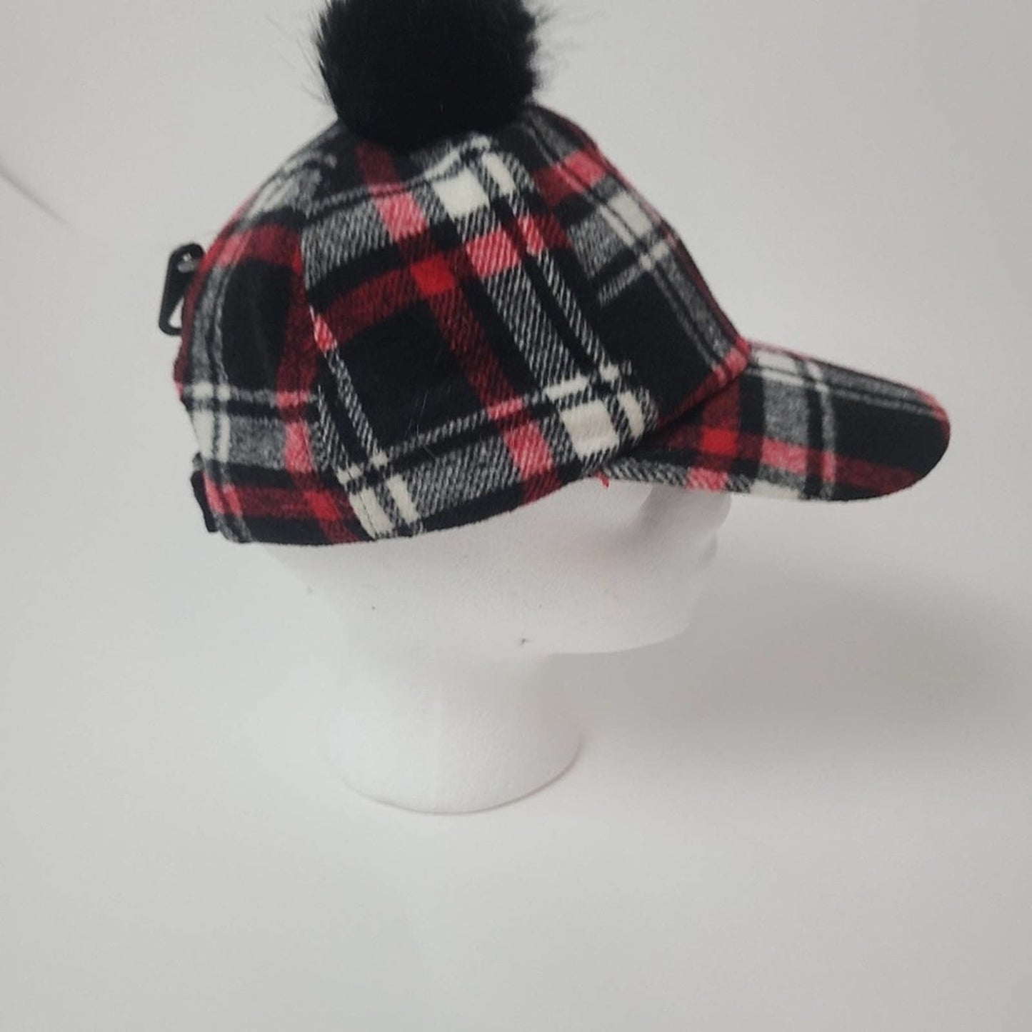 Anna & Ava Wool Pom Pom Plaid Cap