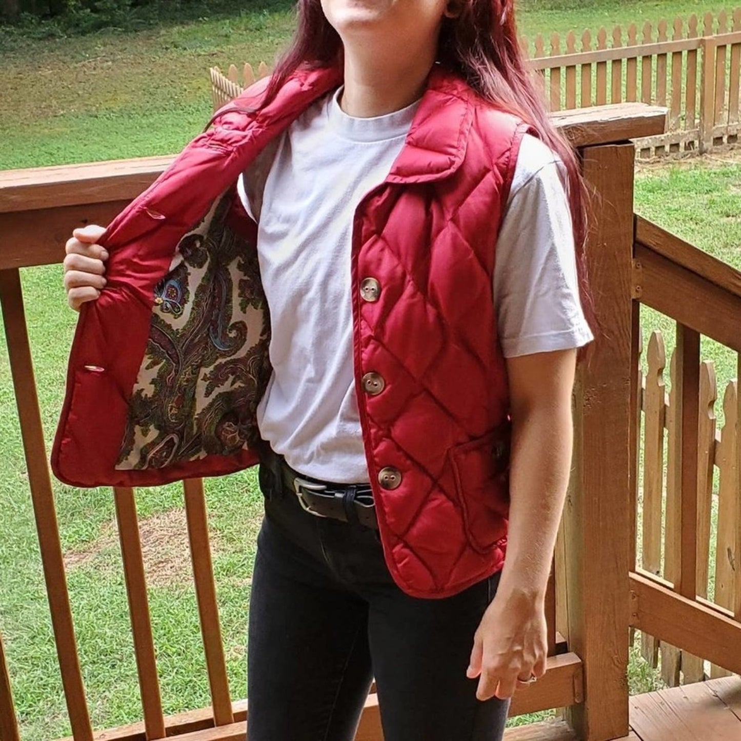 Talbots Red Quilted Vest