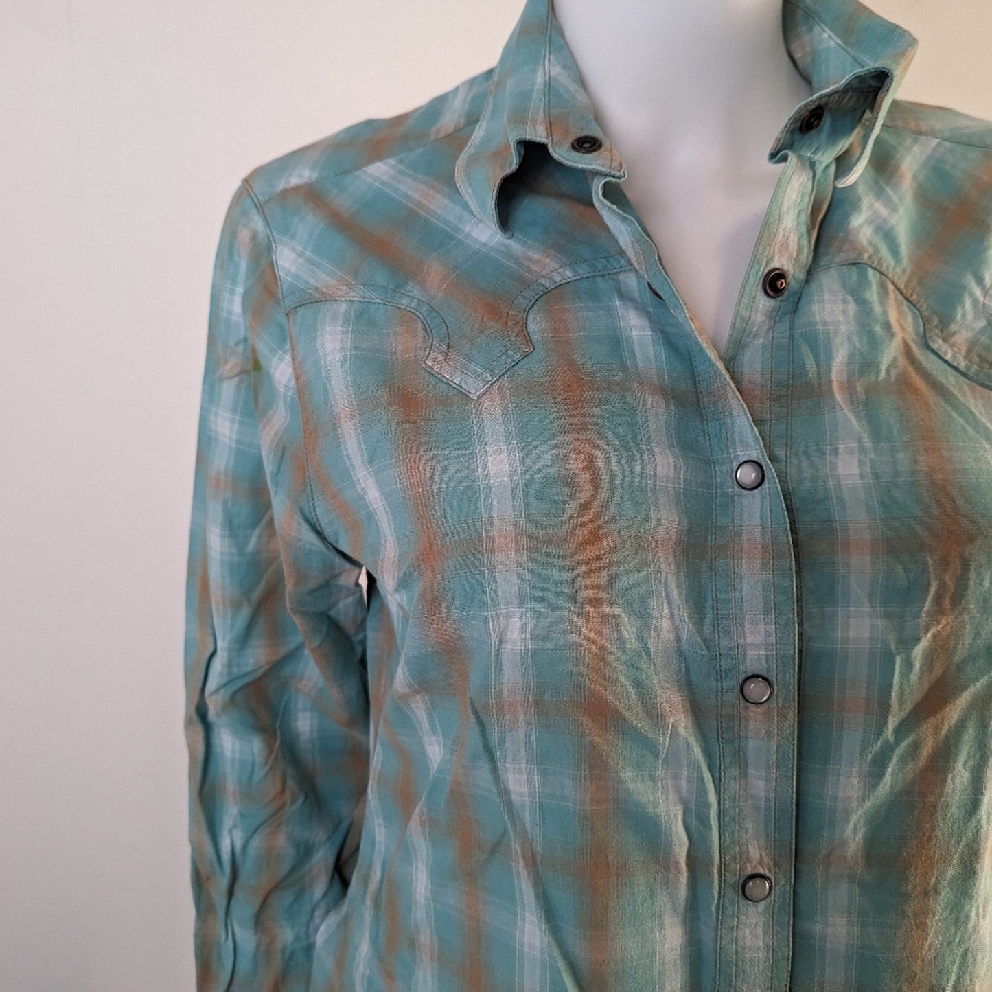 Rockies Plaid Button Front Shirt - L