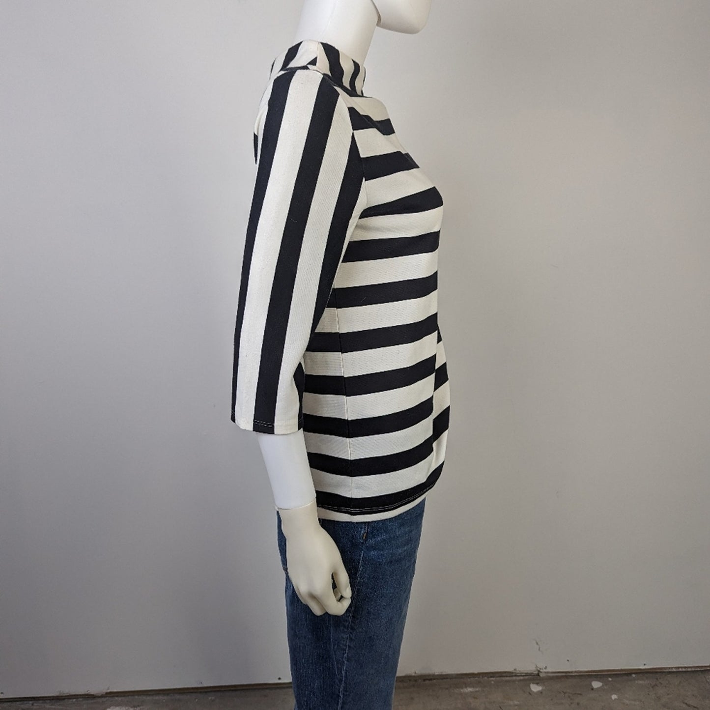 Anthropology Striped Mock Neck Shirt - S