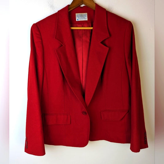 Vintage Pendleton Red  Wool Blazer / 18R