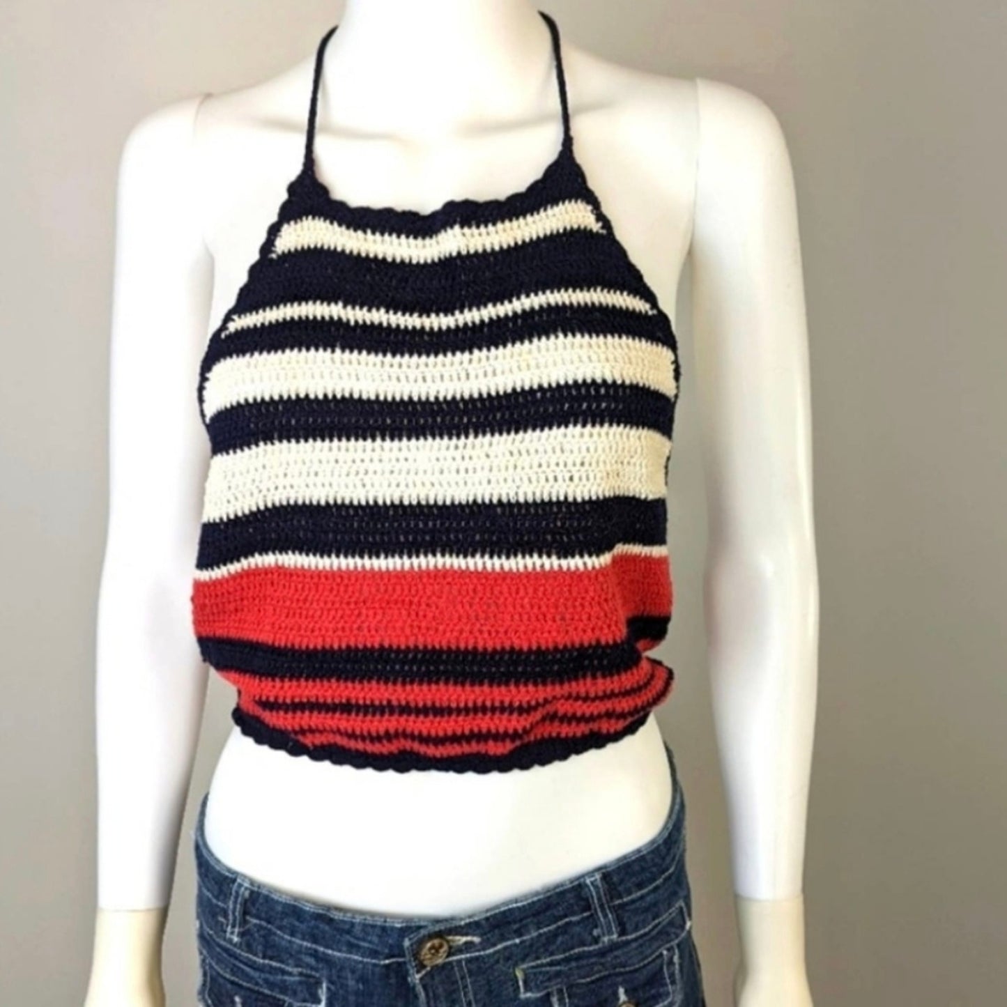 Rue 21 Knit Crochet Halter Top / Small