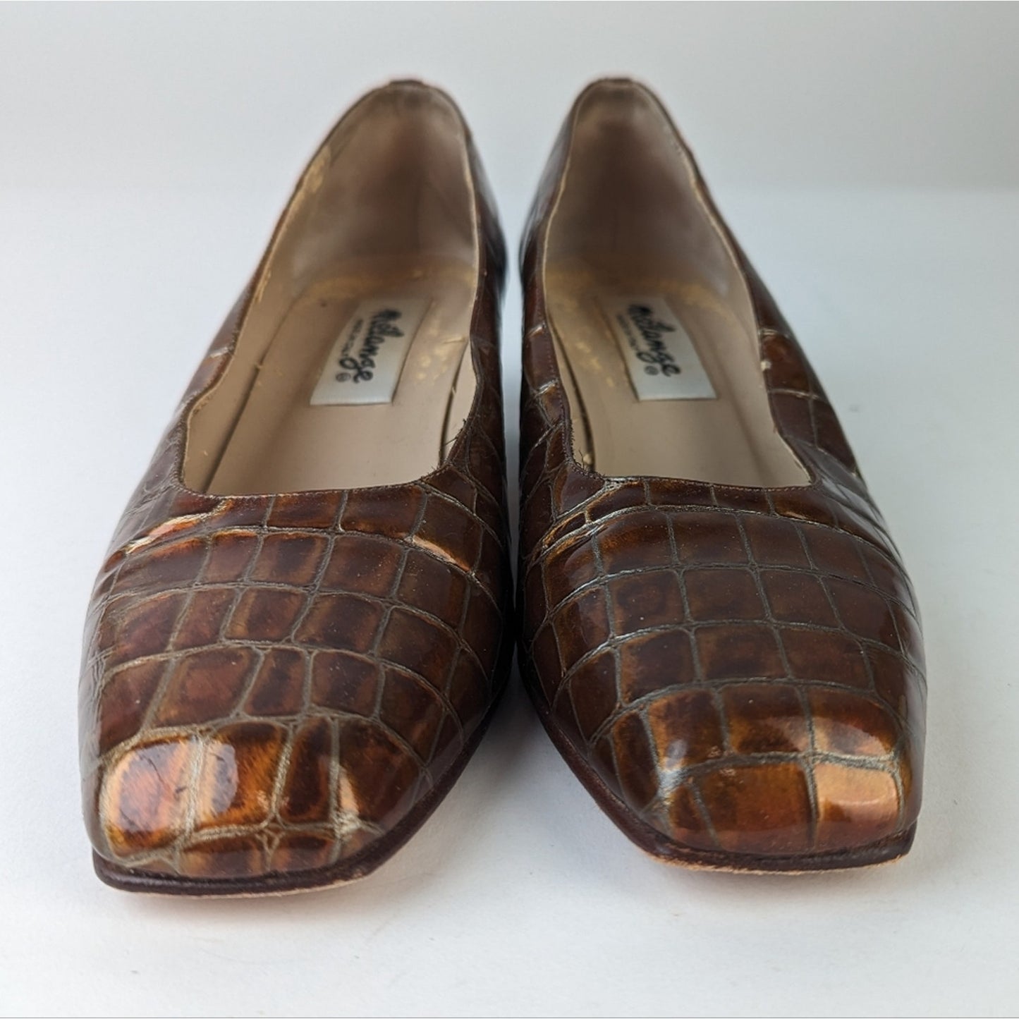 Vintage Melange Croc  Block Heels ,5.5