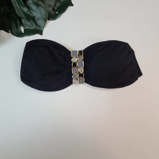 La Blanca Black, Grey, Gold bandeau bikini top