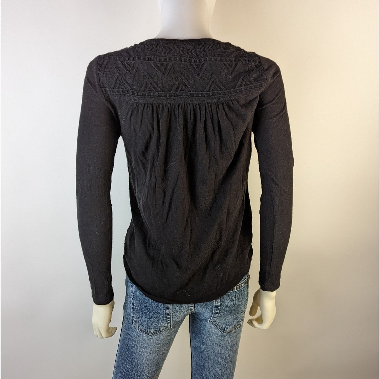 Lucky Brand Boho Black Embroidered Top - XS