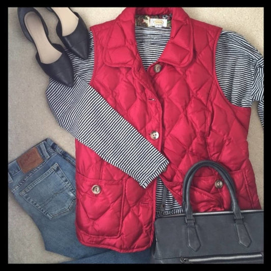 Talbots Red Quilted Vest