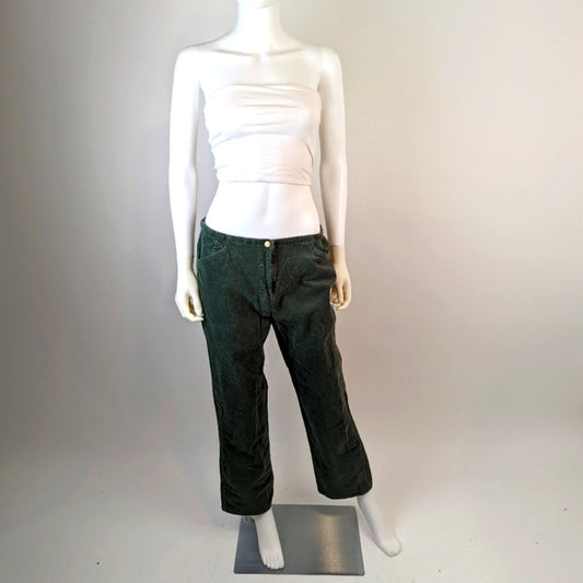 Vintage Forest Green Corduroy Straight Leg Pants - Medium