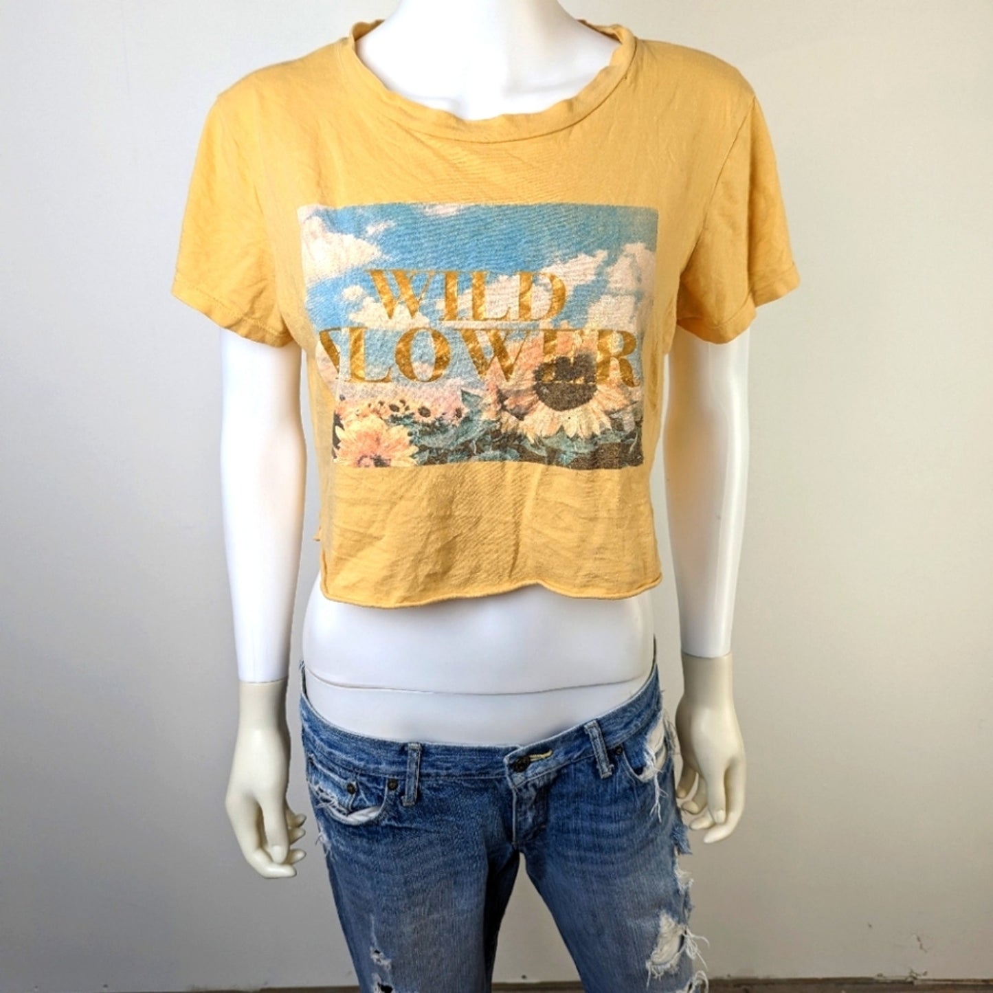 Wild Flower Cropped Tee Shirt M