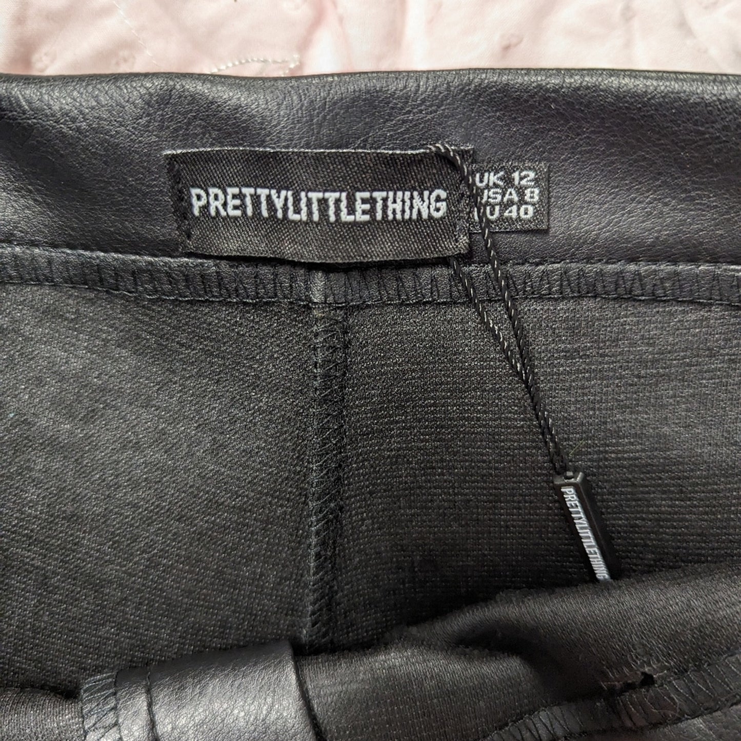 NWT Prettylittlething Black Faux Leather Pants / 8