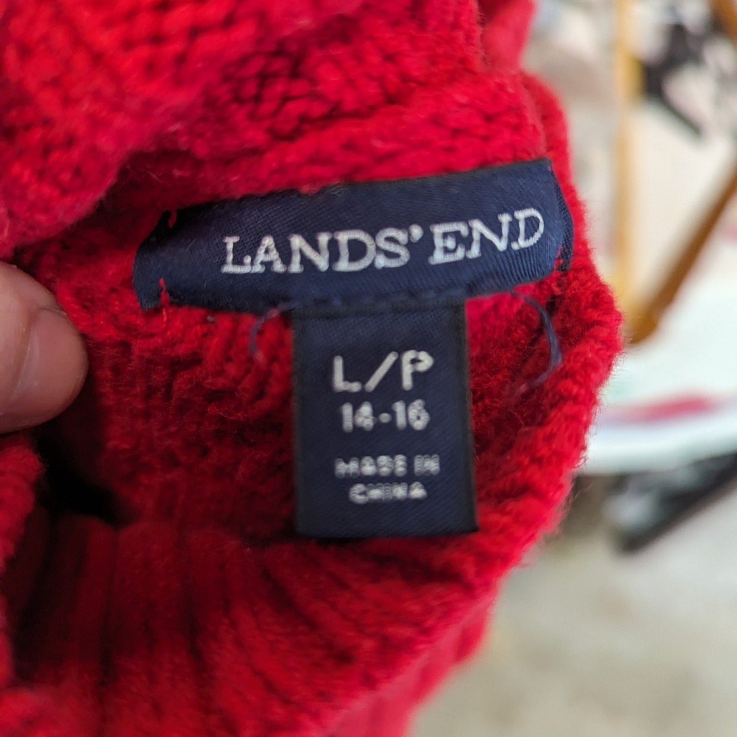 Lands End Cable Knit Turtleneck Sweater / Large