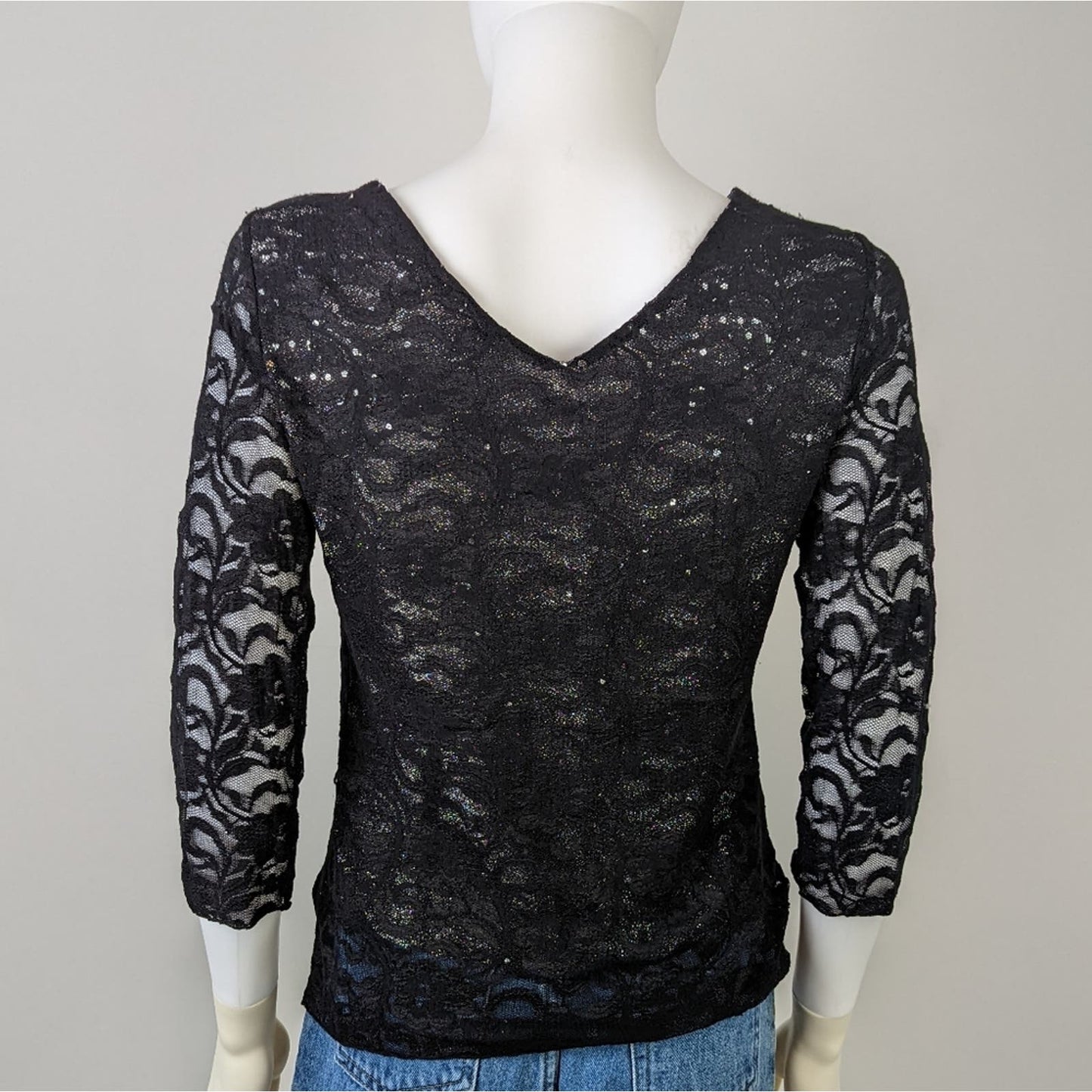 Black Lace Metallic Shirt M