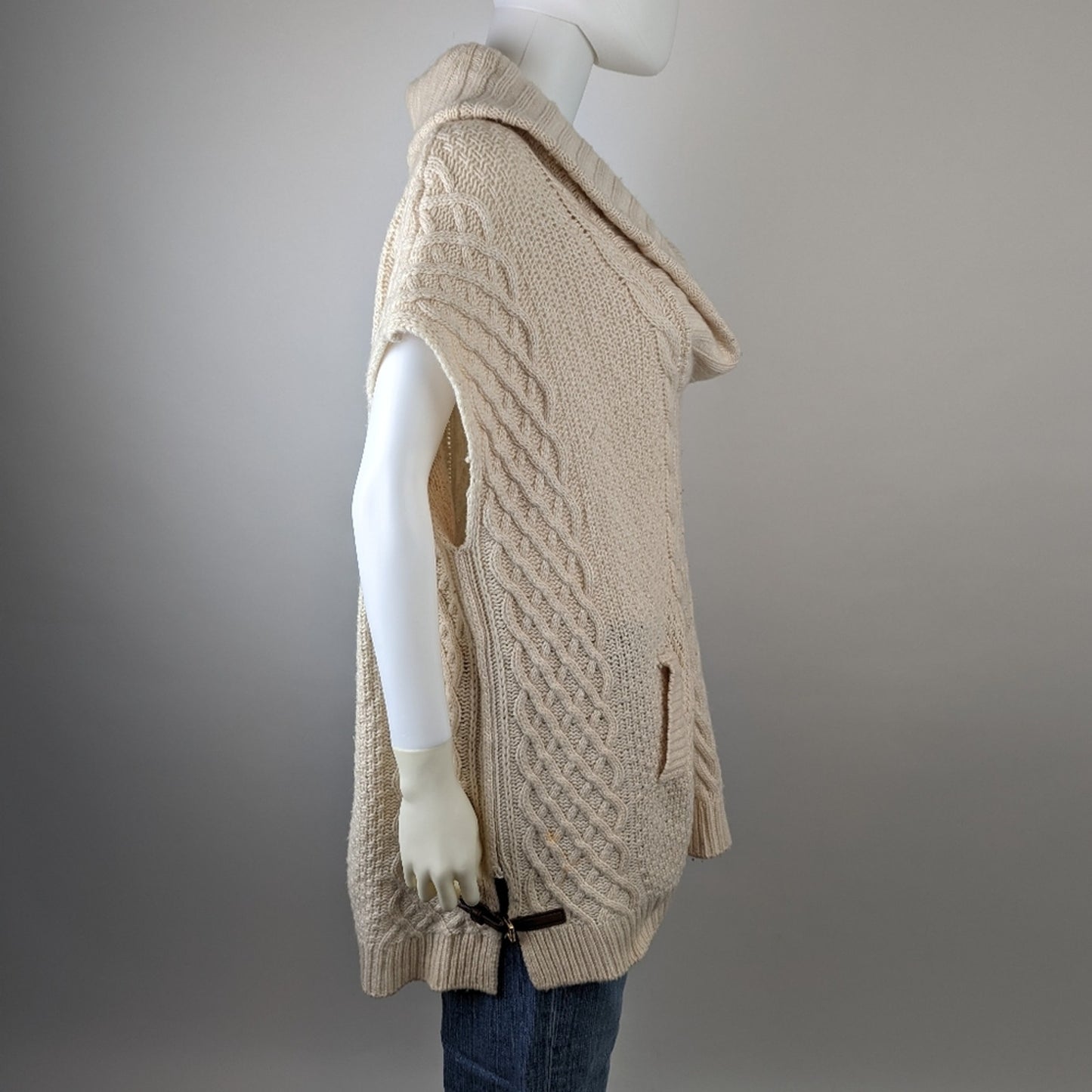 Joan Vass Knit Cream Sleeveless Cashmere Sweater M