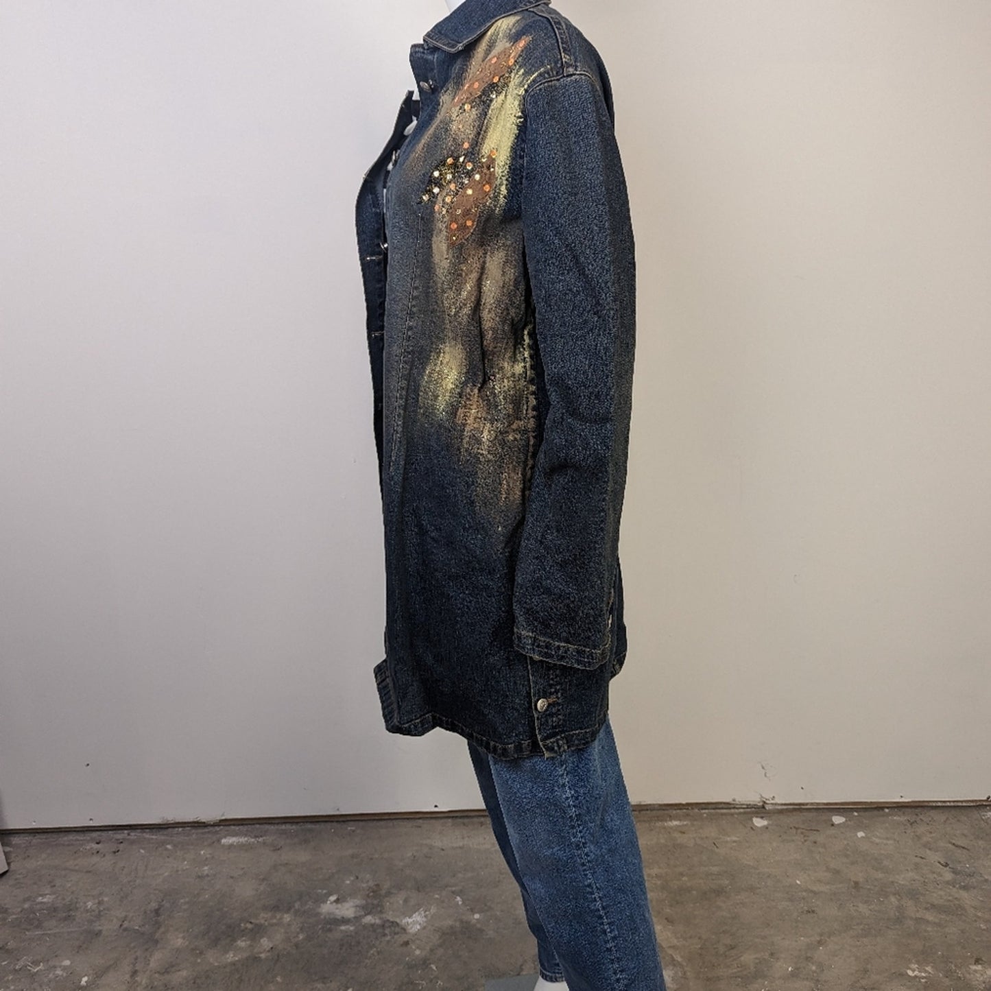 Vintage 80's T & J Hand Painted Jean Trench Coat